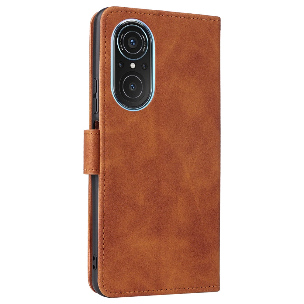 Skin-touch Feeling Phone Case for Huawei nova 9 SE, Anti-scratch PU Leather + TPU Stand Wallet Shell