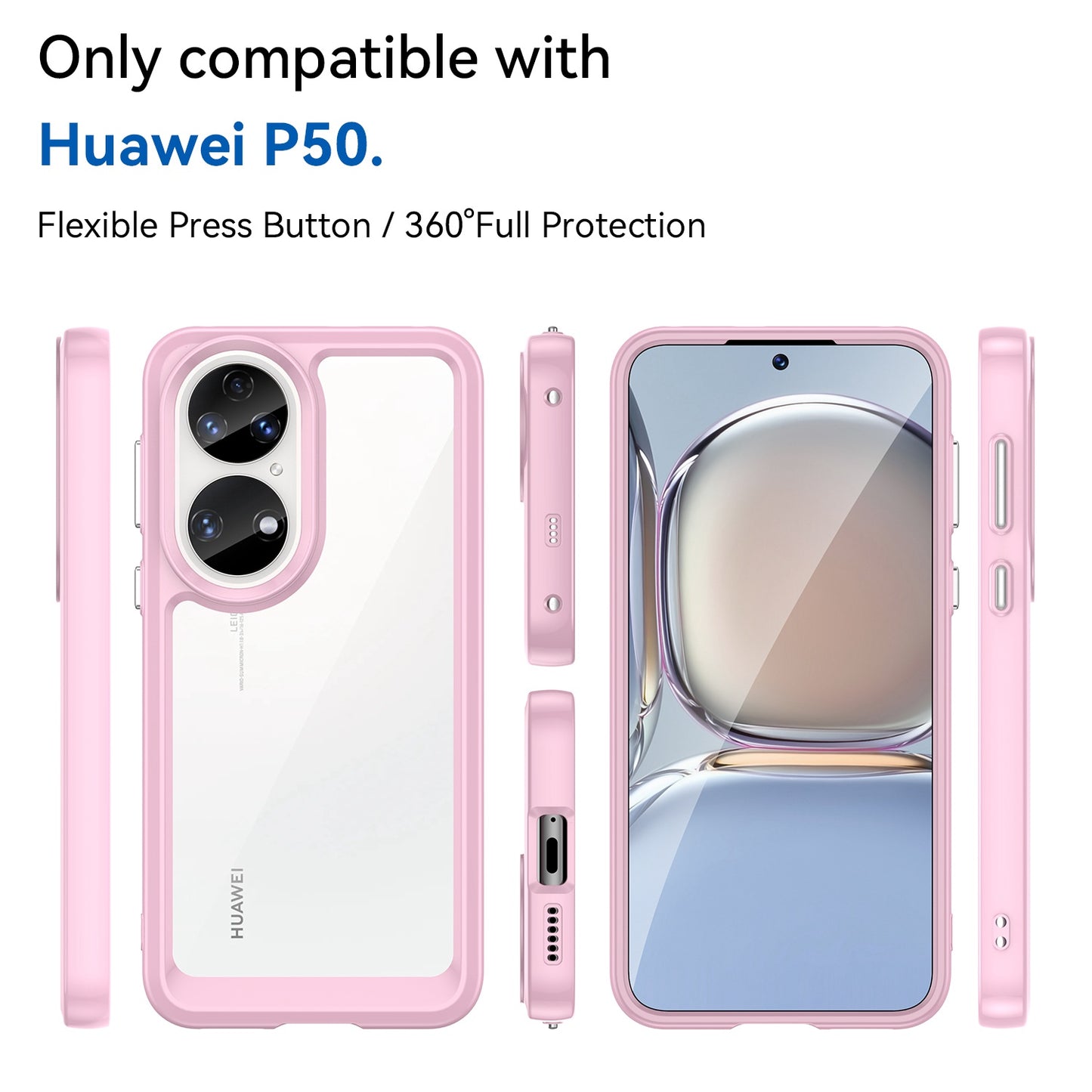 For Honor P50/P50E TPU + Acrylic Hybrid Case Independent PC Buttons Anti-dust Mobile Phone Shell