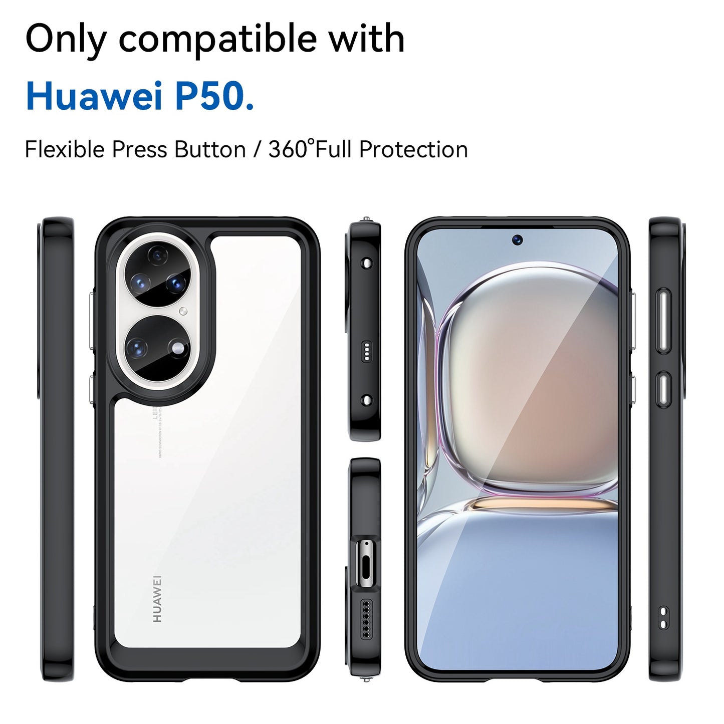 For Honor P50/P50E TPU + Acrylic Hybrid Case Independent PC Buttons Anti-dust Mobile Phone Shell