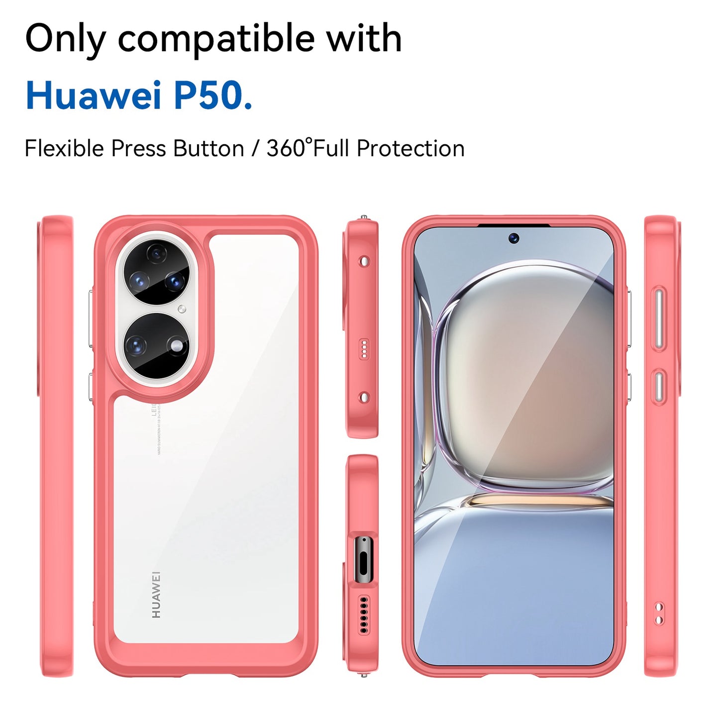 For Honor P50/P50E TPU + Acrylic Hybrid Case Independent PC Buttons Anti-dust Mobile Phone Shell