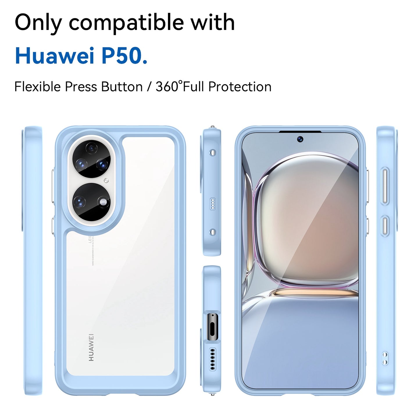 For Honor P50/P50E TPU + Acrylic Hybrid Case Independent PC Buttons Anti-dust Mobile Phone Shell