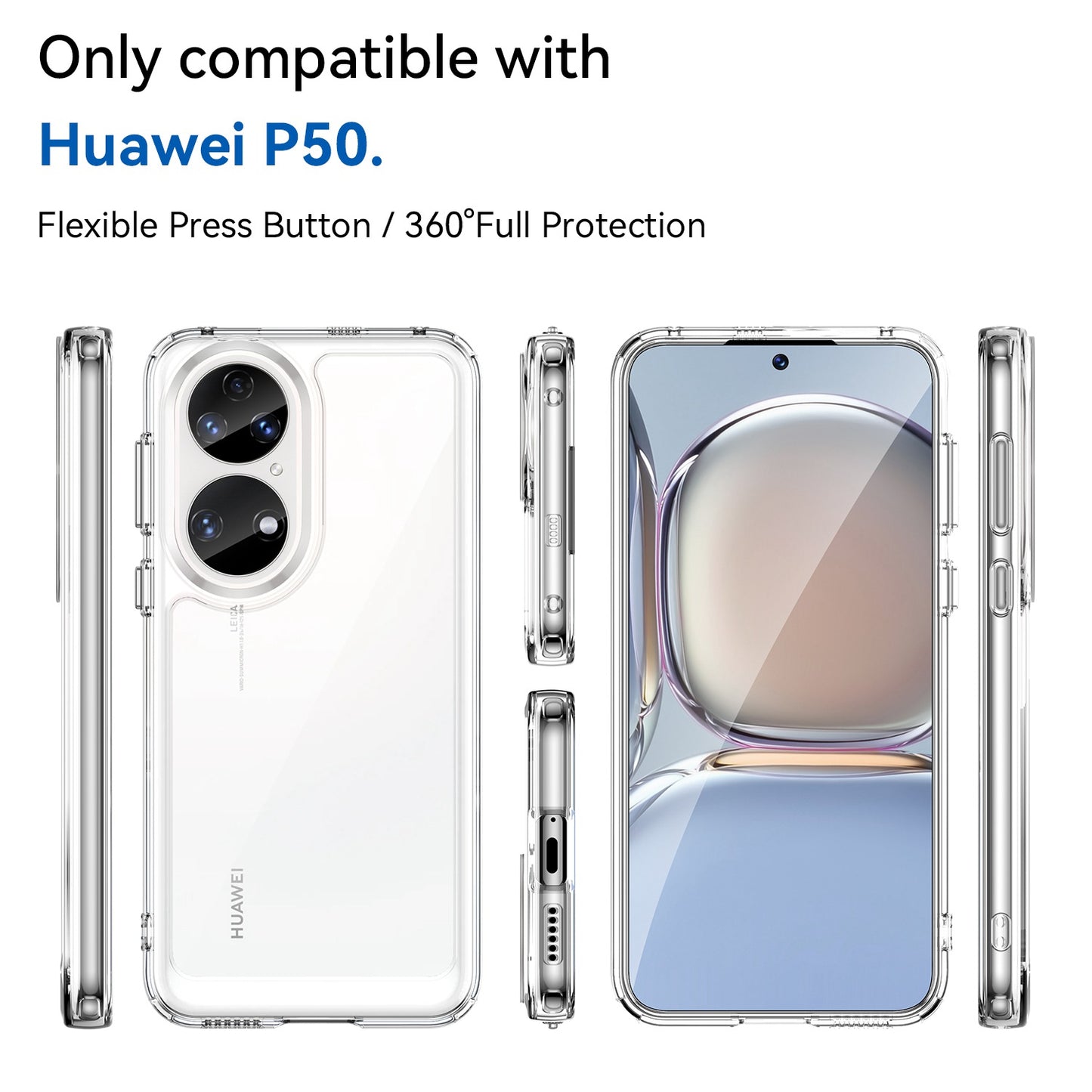 For Honor P50/P50E TPU + Acrylic Hybrid Case Independent PC Buttons Anti-dust Mobile Phone Shell