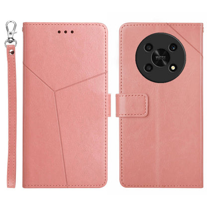 HT01 For Honor Magic 4 Lite 5G Cell Phone Cover Bag PU Leather Y-Shaped Lines Imprinting Wallet Stand Phone Case