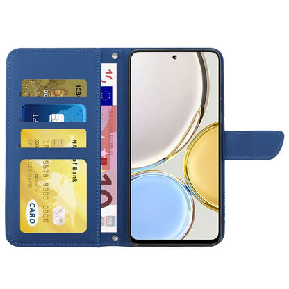 For Honor Magic4 Lite 5G Stand Wallet Case Imprinting Butterfly Flowers Skin-touch PU Leather Phone Cover with Shoulder Strap