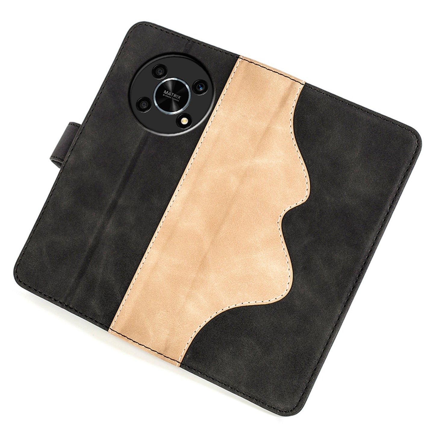 For Honor X30/Magic 4 Lite 5G Color Splicing Design Phone Full-protection Cover PU Leather Stand Wallet Case Shell