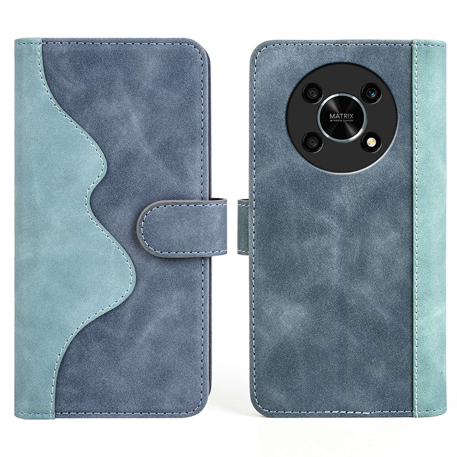 For Honor X30/Magic 4 Lite 5G Color Splicing Design Phone Full-protection Cover PU Leather Stand Wallet Case Shell