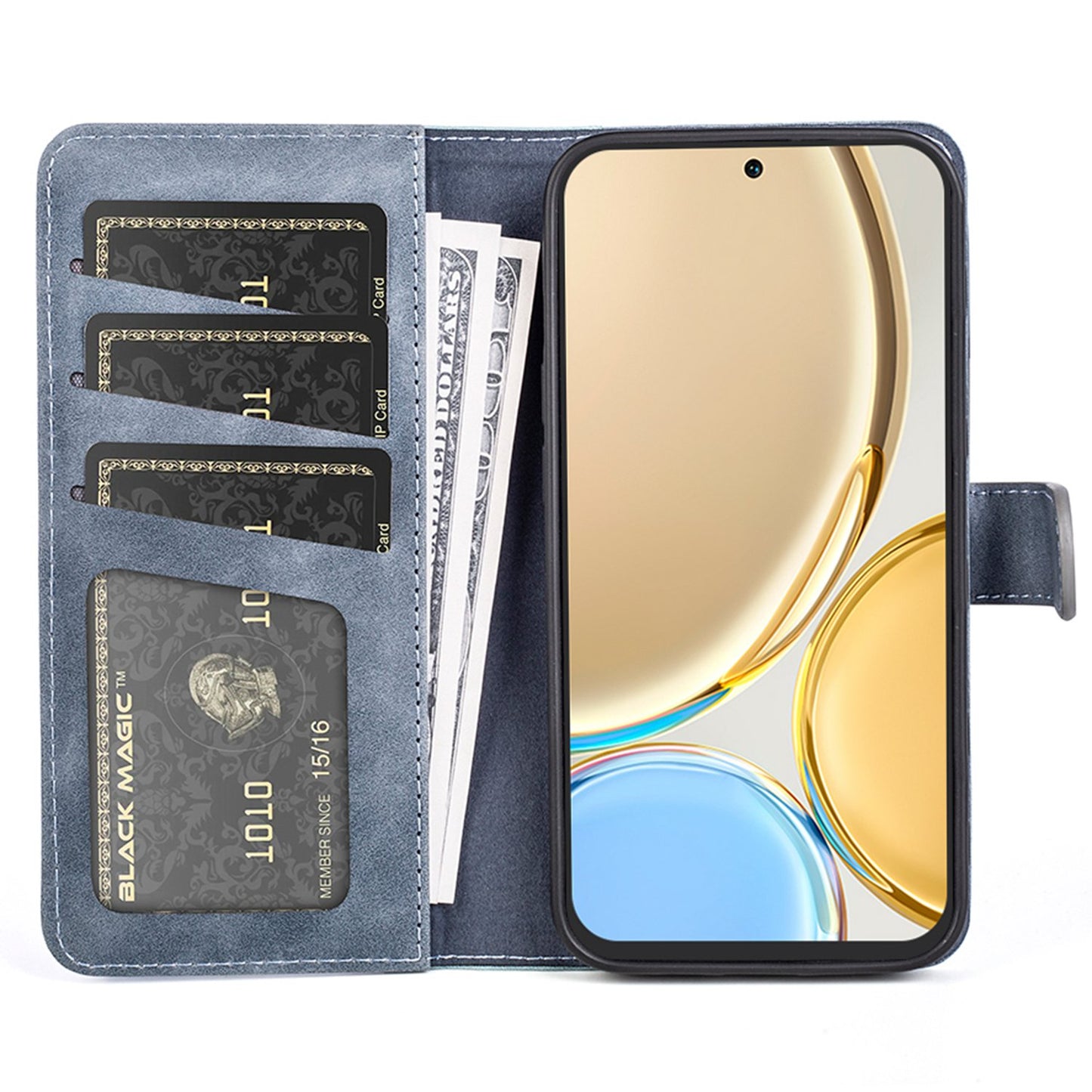 For Honor X30/Magic 4 Lite 5G Color Splicing Design Phone Full-protection Cover PU Leather Stand Wallet Case Shell