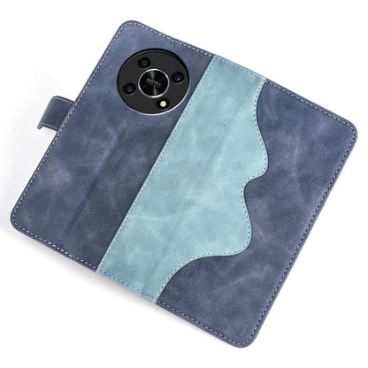 For Honor X30/Magic 4 Lite 5G Color Splicing Design Phone Full-protection Cover PU Leather Stand Wallet Case Shell