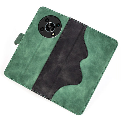 For Honor X30/Magic 4 Lite 5G Color Splicing Design Phone Full-protection Cover PU Leather Stand Wallet Case Shell
