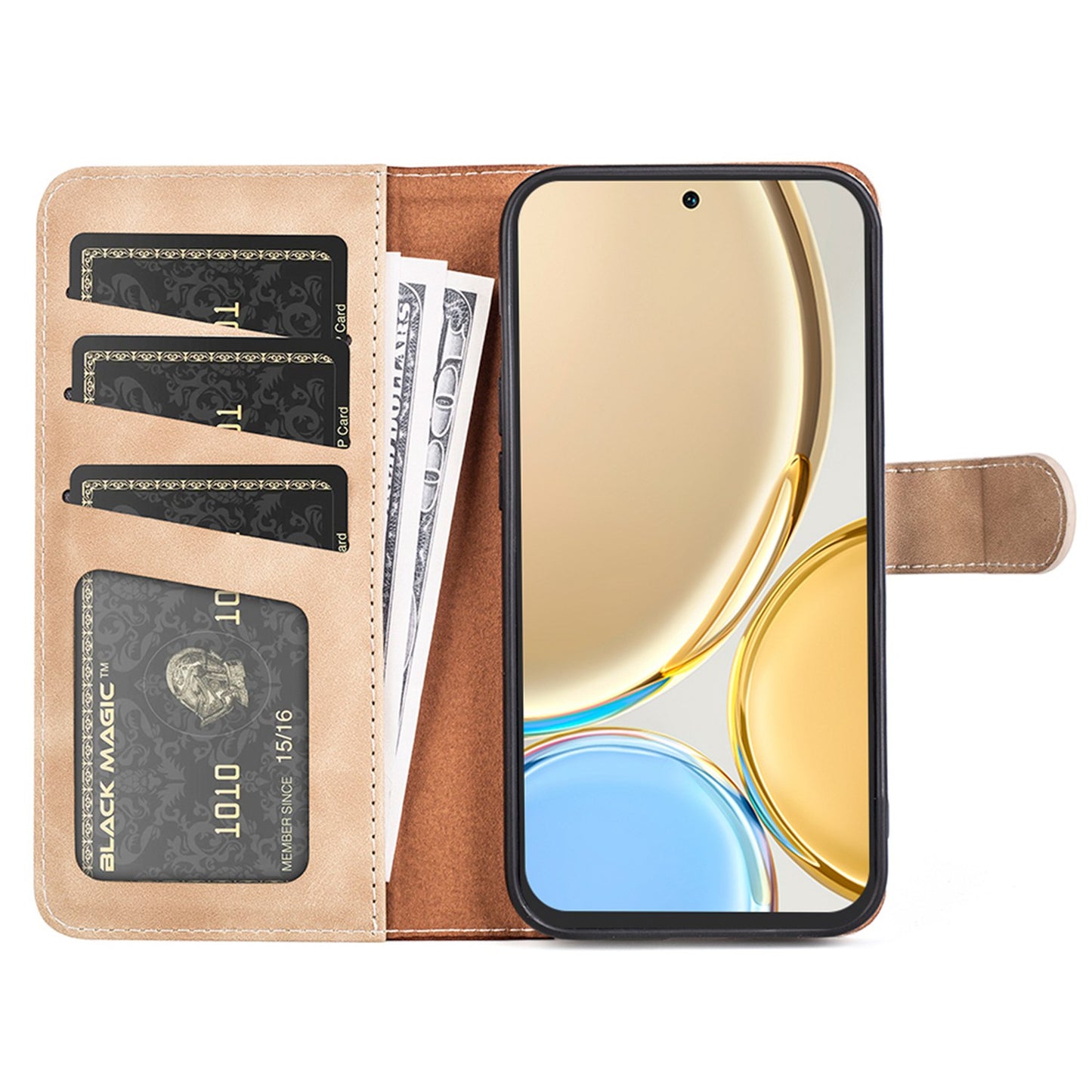 For Honor X30/Magic 4 Lite 5G Color Splicing Design Phone Full-protection Cover PU Leather Stand Wallet Case Shell