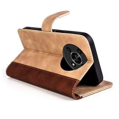 For Honor X30/Magic 4 Lite 5G Color Splicing Design Phone Full-protection Cover PU Leather Stand Wallet Case Shell
