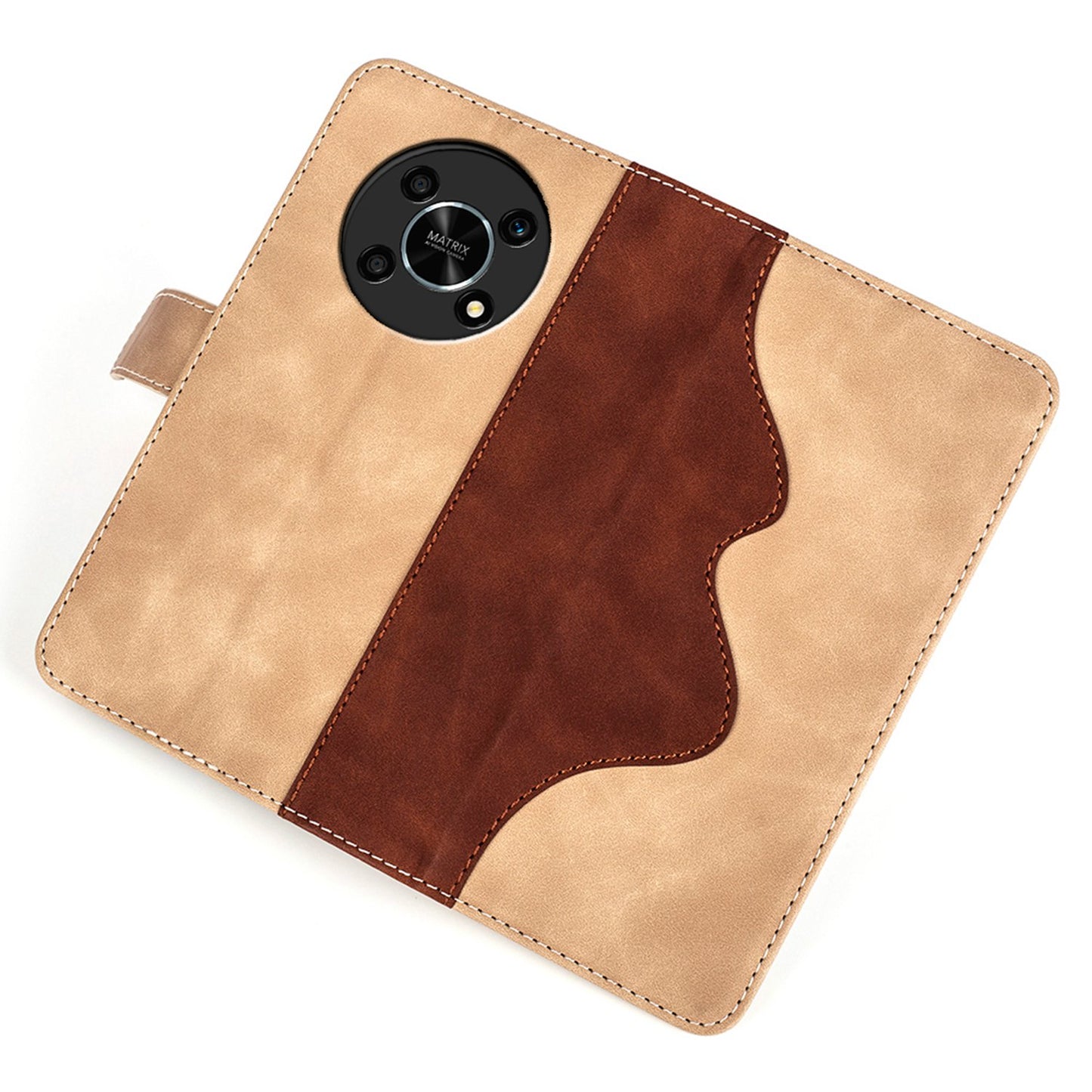 For Honor X30/Magic 4 Lite 5G Color Splicing Design Phone Full-protection Cover PU Leather Stand Wallet Case Shell