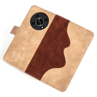 For Honor X30/Magic 4 Lite 5G Color Splicing Design Phone Full-protection Cover PU Leather Stand Wallet Case Shell