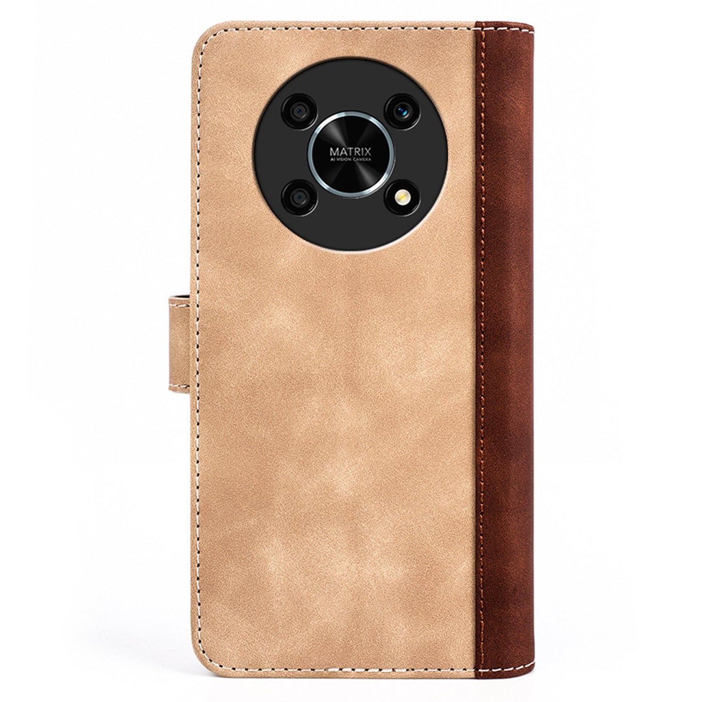For Honor X30/Magic 4 Lite 5G Color Splicing Design Phone Full-protection Cover PU Leather Stand Wallet Case Shell