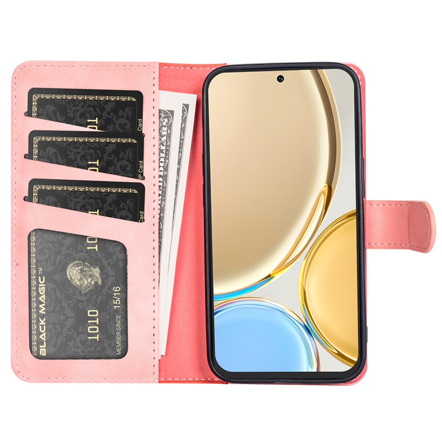 For Honor X30/Magic 4 Lite 5G Color Splicing Design Phone Full-protection Cover PU Leather Stand Wallet Case Shell