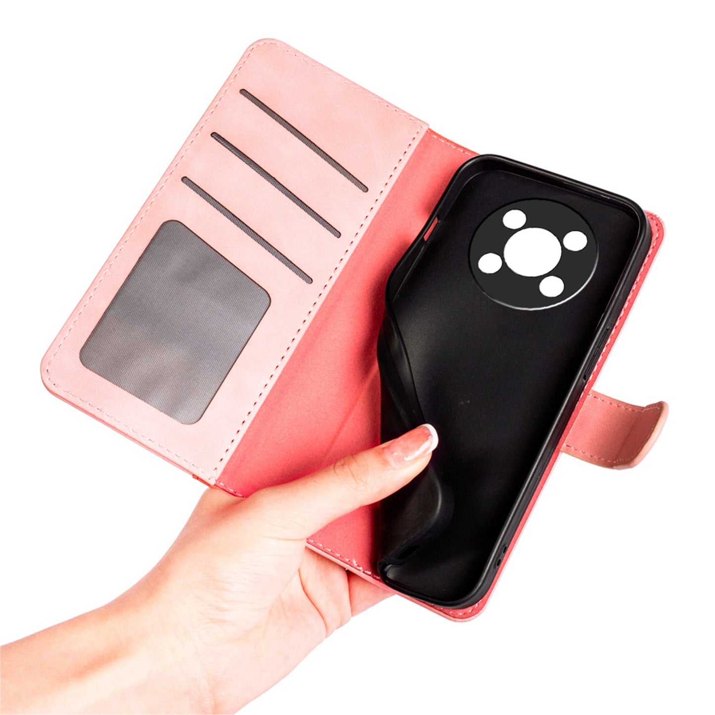 For Honor X30/Magic 4 Lite 5G Color Splicing Design Phone Full-protection Cover PU Leather Stand Wallet Case Shell