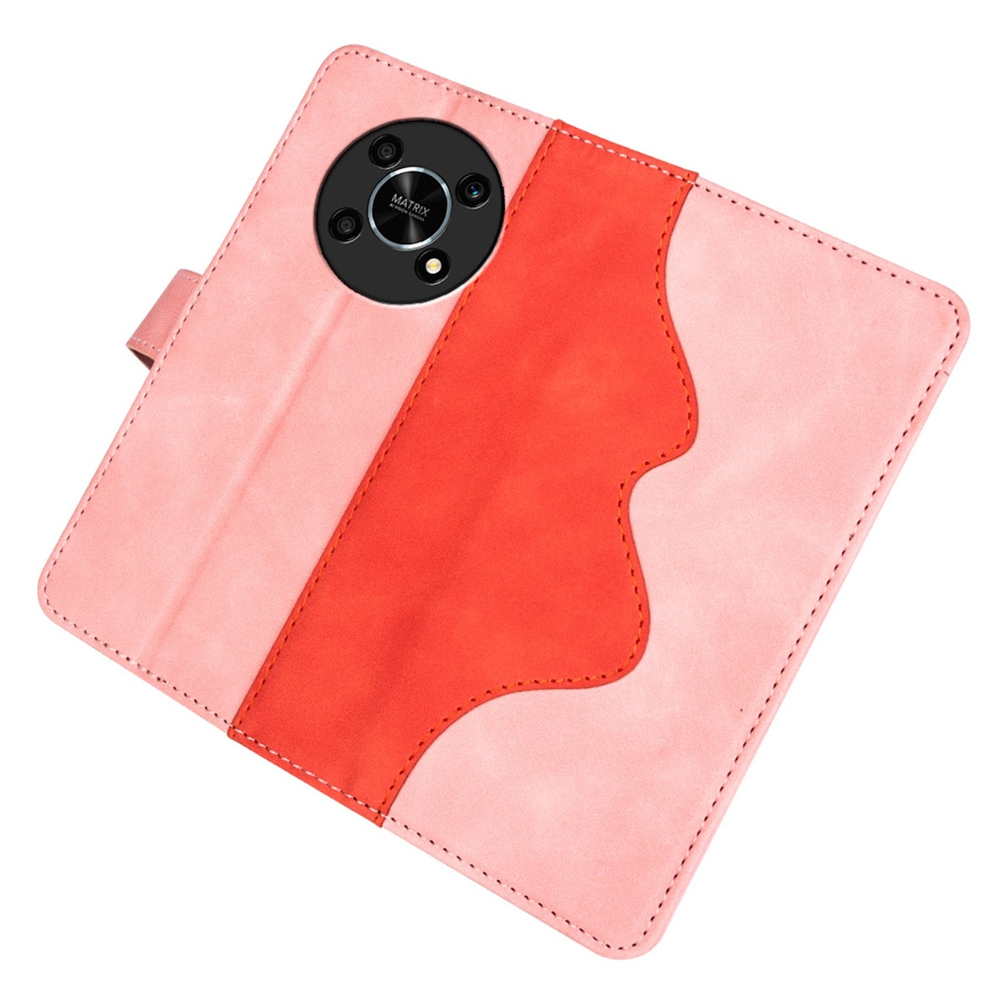 For Honor X30/Magic 4 Lite 5G Color Splicing Design Phone Full-protection Cover PU Leather Stand Wallet Case Shell