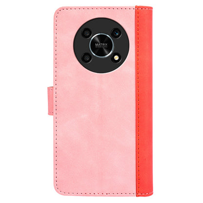 For Honor X30/Magic 4 Lite 5G Color Splicing Design Phone Full-protection Cover PU Leather Stand Wallet Case Shell