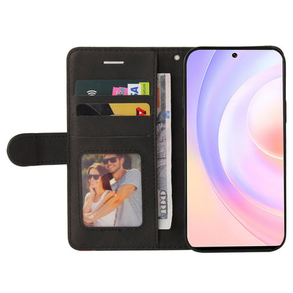 For Huawei nova 9 SE Anti-fall Anti-scratch Dual-color Splicing PU Leather Wallet Function Phone Case Stand Shell with Strap
