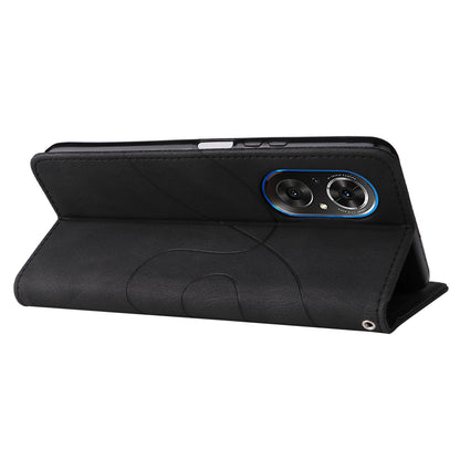 For Huawei nova 9 SE Anti-fall Anti-scratch Dual-color Splicing PU Leather Wallet Function Phone Case Stand Shell with Strap