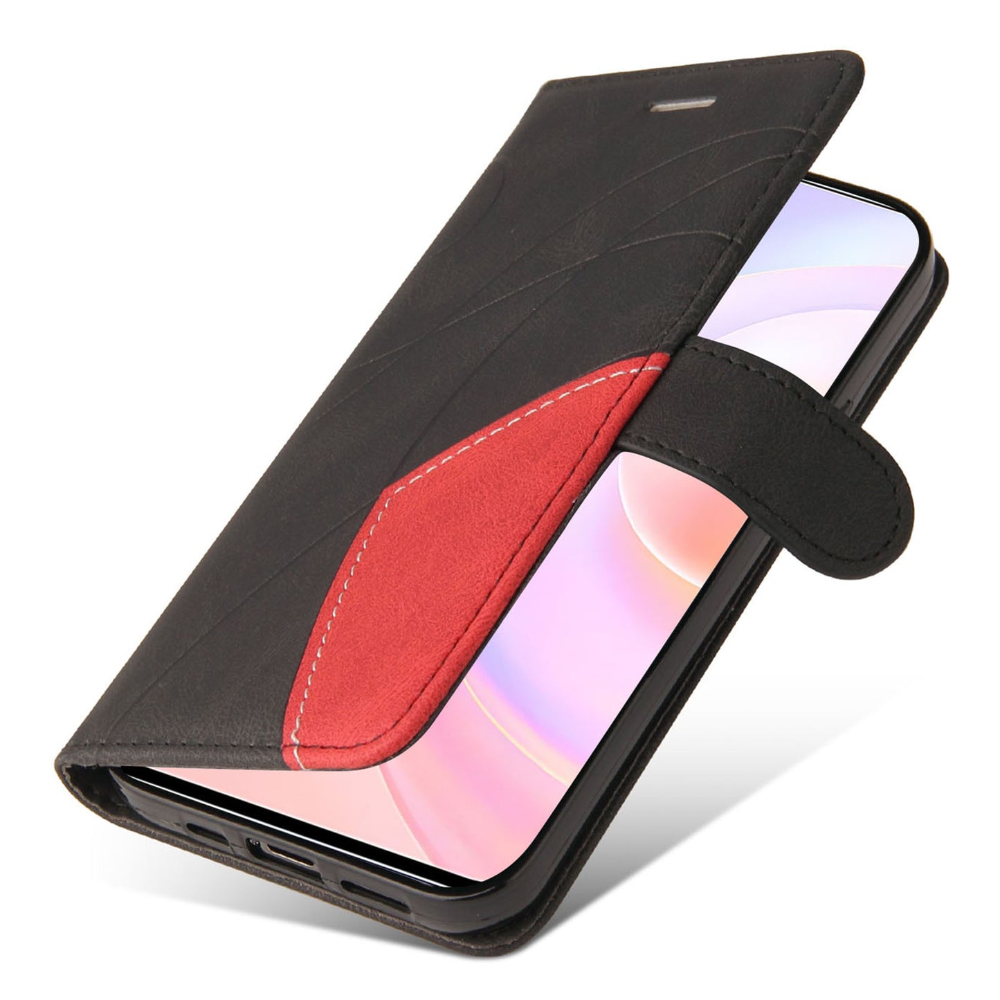For Huawei nova 9 SE Anti-fall Anti-scratch Dual-color Splicing PU Leather Wallet Function Phone Case Stand Shell with Strap