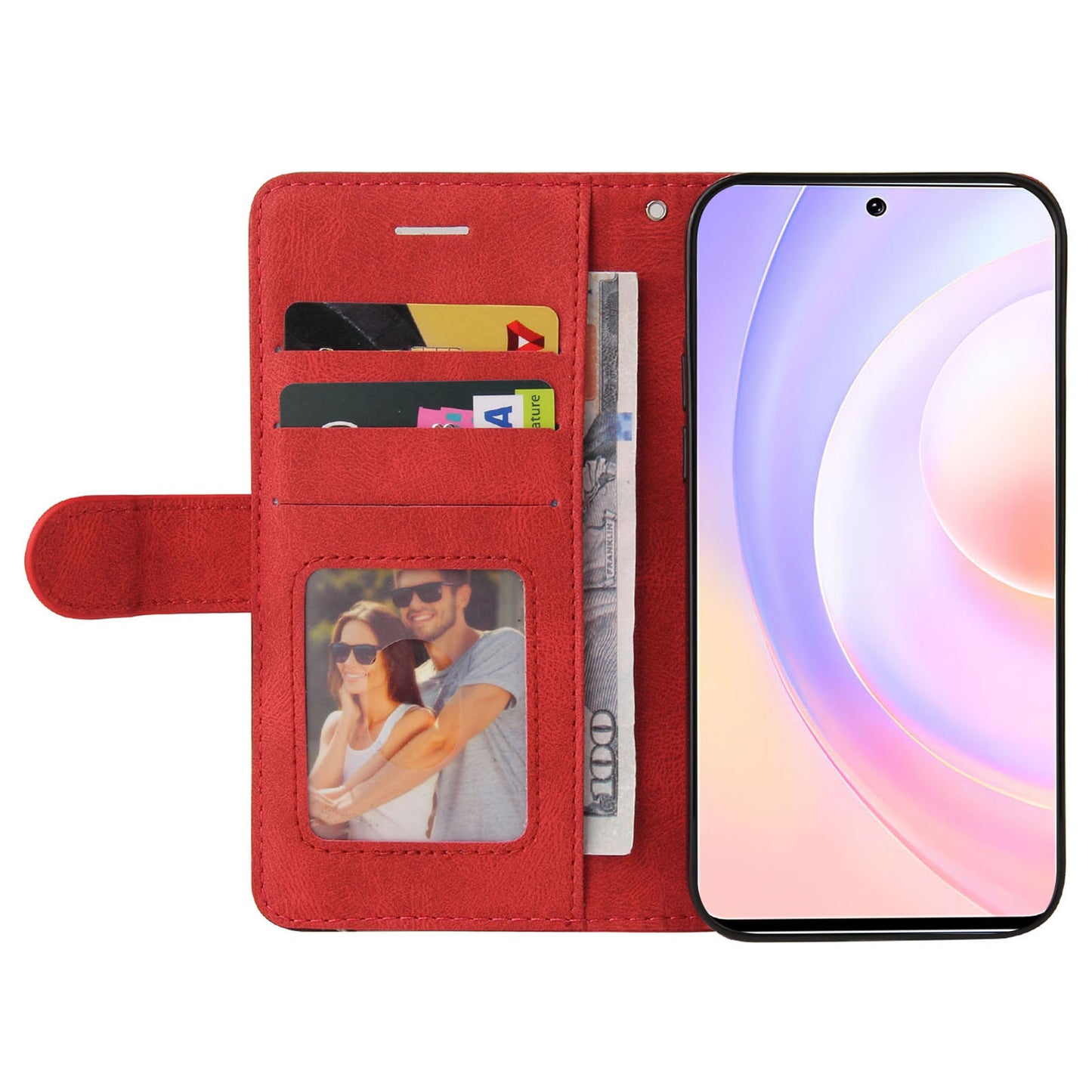For Huawei nova 9 SE Anti-fall Anti-scratch Dual-color Splicing PU Leather Wallet Function Phone Case Stand Shell with Strap