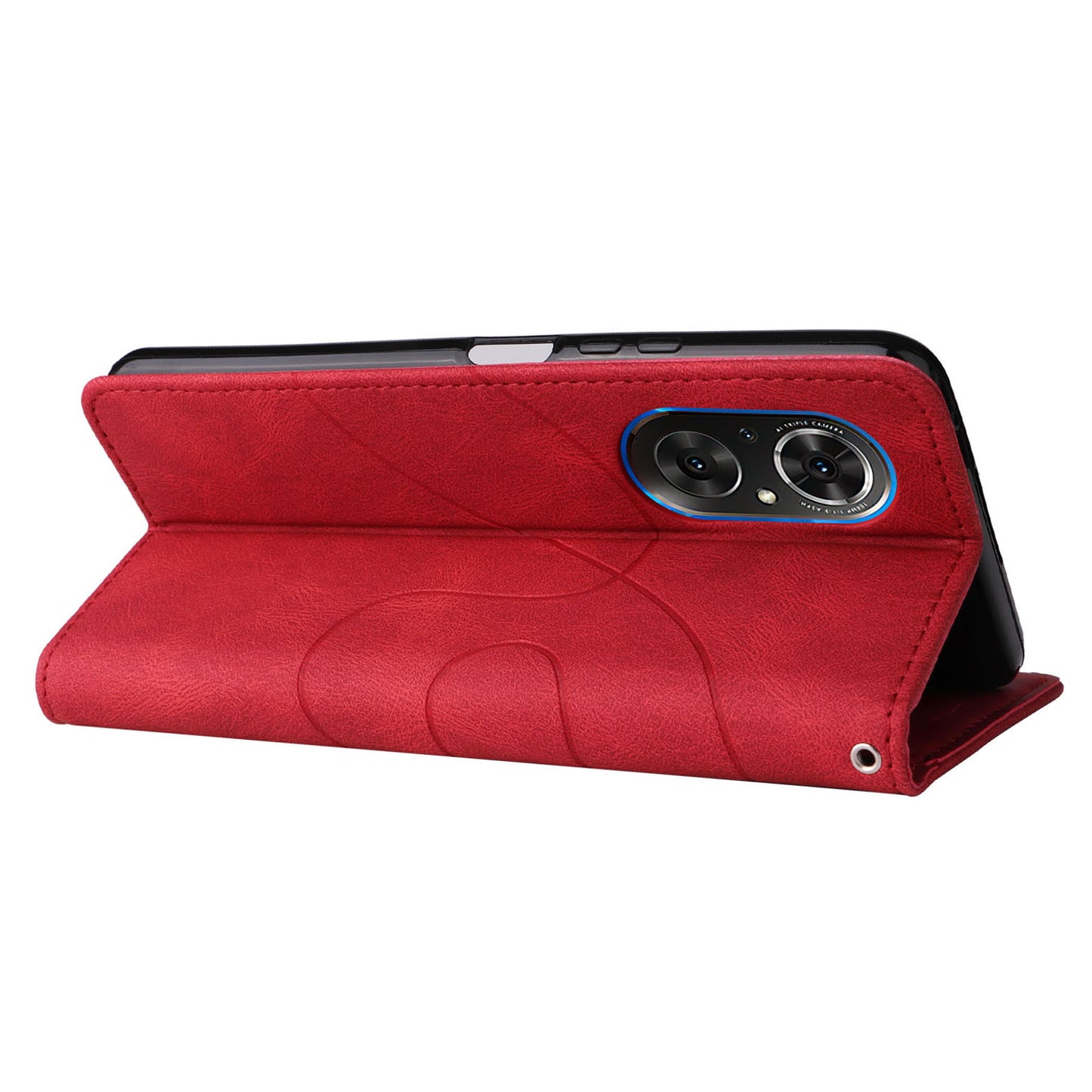 For Huawei nova 9 SE Anti-fall Anti-scratch Dual-color Splicing PU Leather Wallet Function Phone Case Stand Shell with Strap