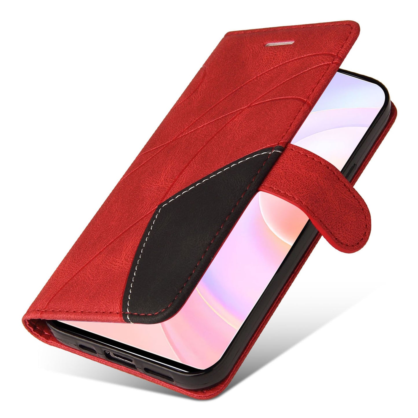 For Huawei nova 9 SE Anti-fall Anti-scratch Dual-color Splicing PU Leather Wallet Function Phone Case Stand Shell with Strap