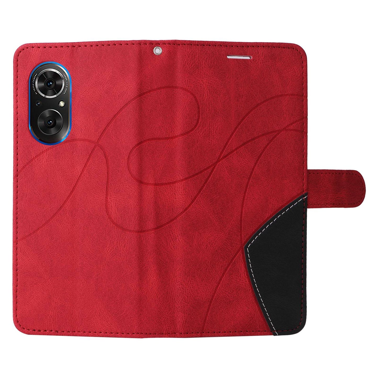 For Huawei nova 9 SE Anti-fall Anti-scratch Dual-color Splicing PU Leather Wallet Function Phone Case Stand Shell with Strap