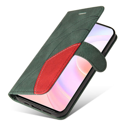 For Huawei nova 9 SE Anti-fall Anti-scratch Dual-color Splicing PU Leather Wallet Function Phone Case Stand Shell with Strap