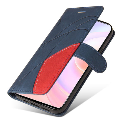 For Huawei nova 9 SE Anti-fall Anti-scratch Dual-color Splicing PU Leather Wallet Function Phone Case Stand Shell with Strap