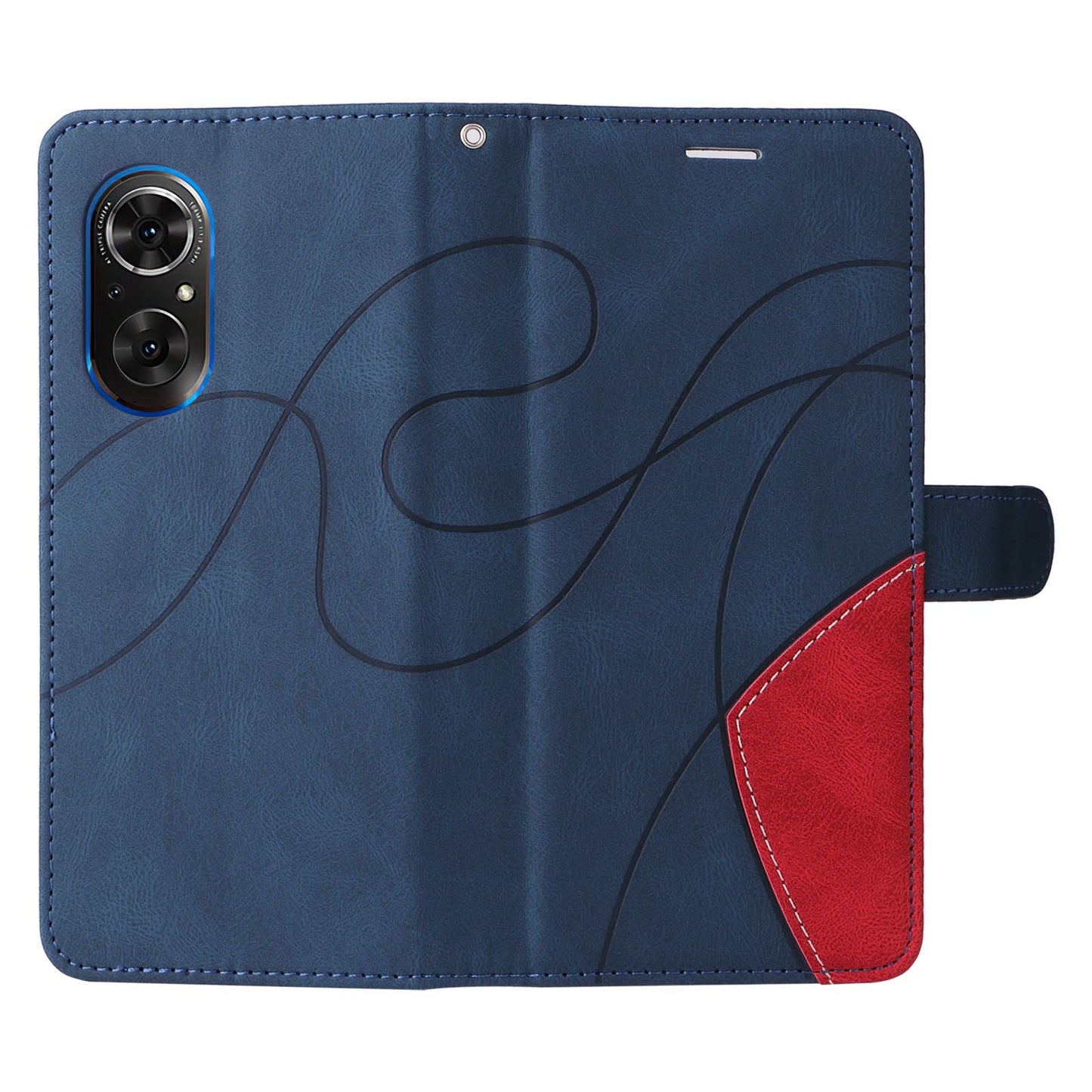 For Huawei nova 9 SE Anti-fall Anti-scratch Dual-color Splicing PU Leather Wallet Function Phone Case Stand Shell with Strap