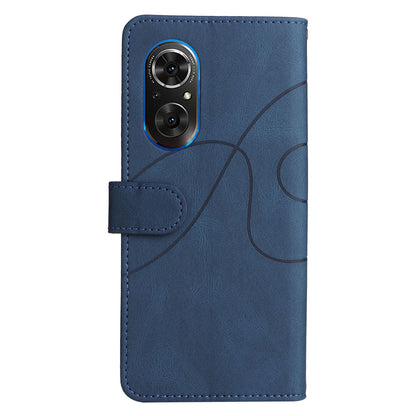 For Huawei nova 9 SE Anti-fall Anti-scratch Dual-color Splicing PU Leather Wallet Function Phone Case Stand Shell with Strap