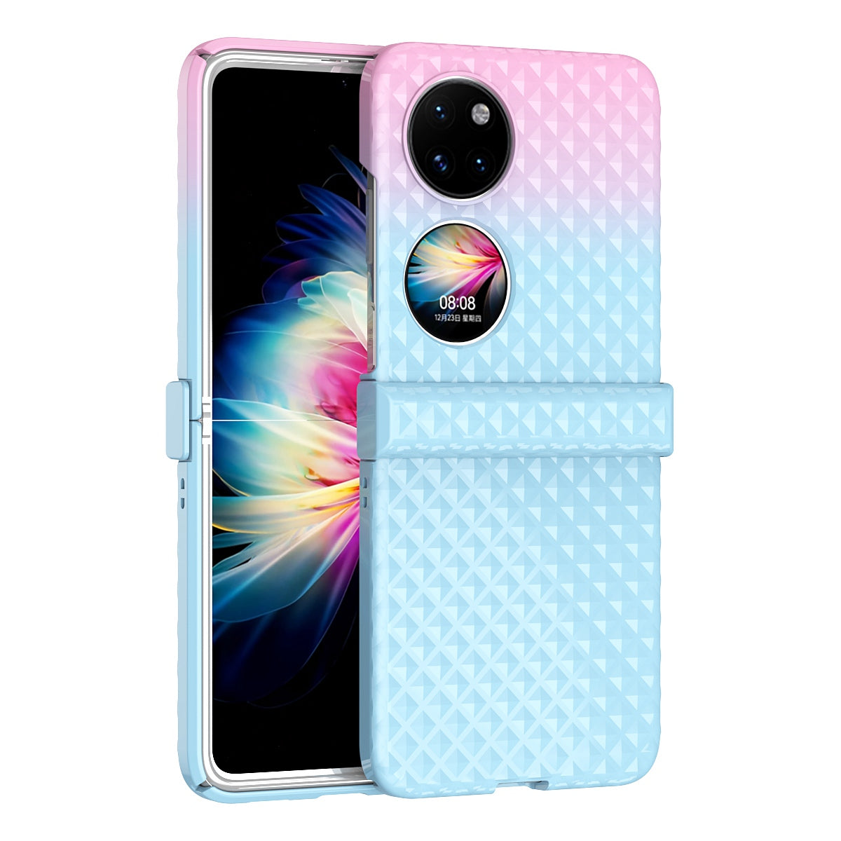 For Huawei P50 Pocket Hinge Protection Hard PC Anti-Fall Case Color Gradient Non-Slip Grip Protective Cover