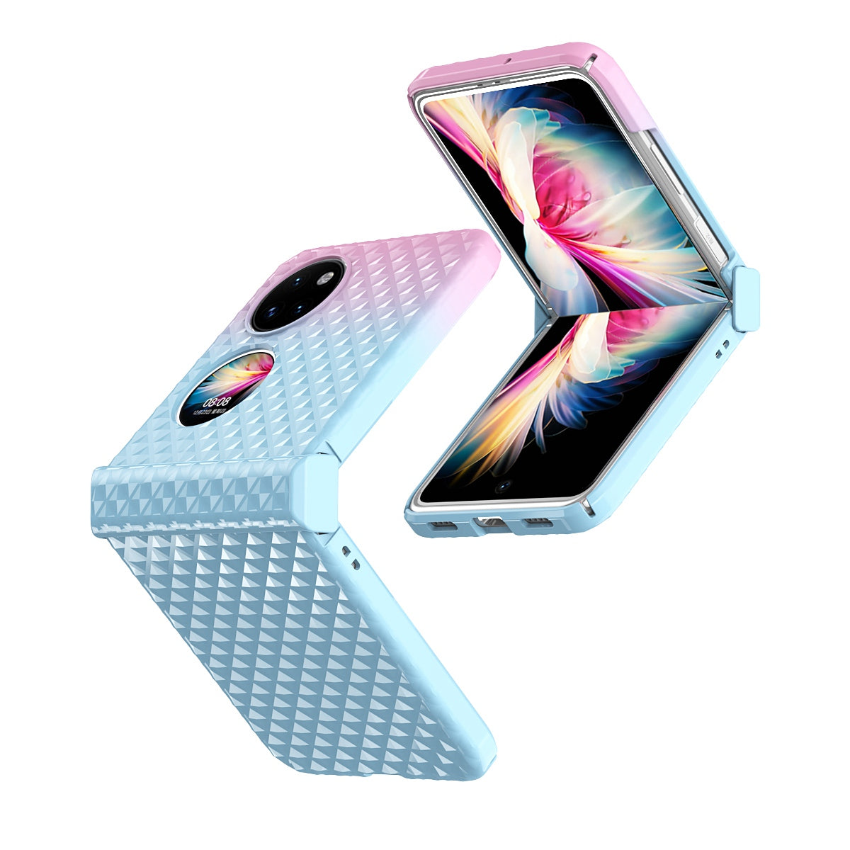 For Huawei P50 Pocket Hinge Protection Hard PC Anti-Fall Case Color Gradient Non-Slip Grip Protective Cover