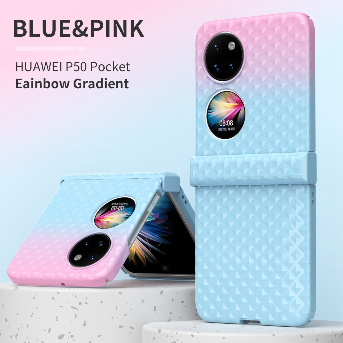 For Huawei P50 Pocket Hinge Protection Hard PC Anti-Fall Case Color Gradient Non-Slip Grip Protective Cover