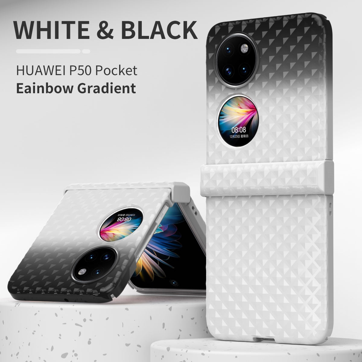 For Huawei P50 Pocket Hinge Protection Hard PC Anti-Fall Case Color Gradient Non-Slip Grip Protective Cover