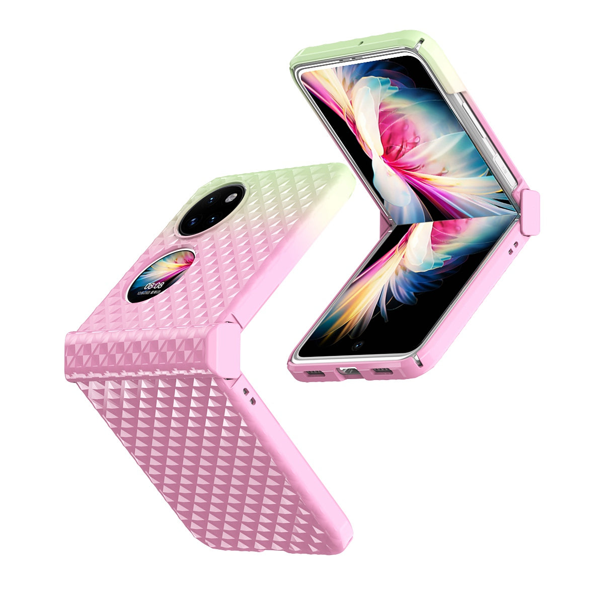 For Huawei P50 Pocket Hinge Protection Hard PC Anti-Fall Case Color Gradient Non-Slip Grip Protective Cover