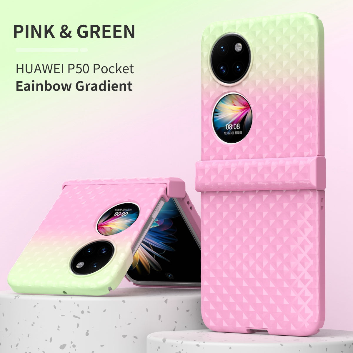 For Huawei P50 Pocket Hinge Protection Hard PC Anti-Fall Case Color Gradient Non-Slip Grip Protective Cover