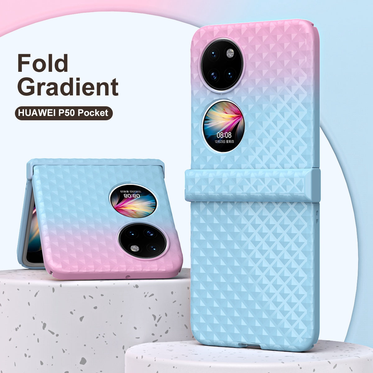 For Huawei P50 Pocket Hinge Protection Hard PC Anti-Fall Case Color Gradient Non-Slip Grip Protective Cover