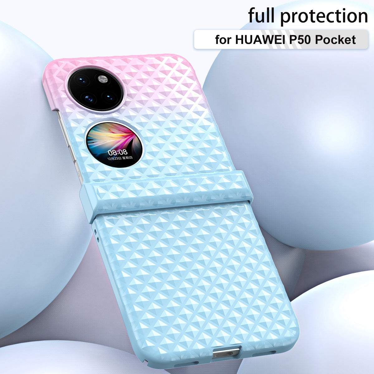 For Huawei P50 Pocket Hinge Protection Hard PC Anti-Fall Case Color Gradient Non-Slip Grip Protective Cover