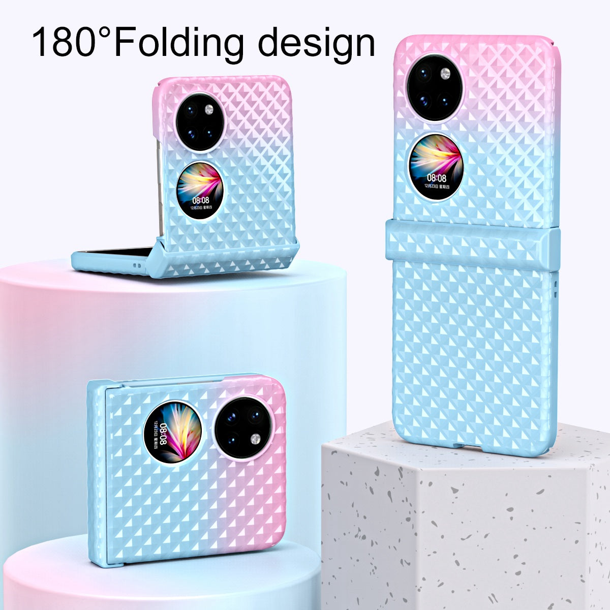 For Huawei P50 Pocket Hinge Protection Hard PC Anti-Fall Case Color Gradient Non-Slip Grip Protective Cover