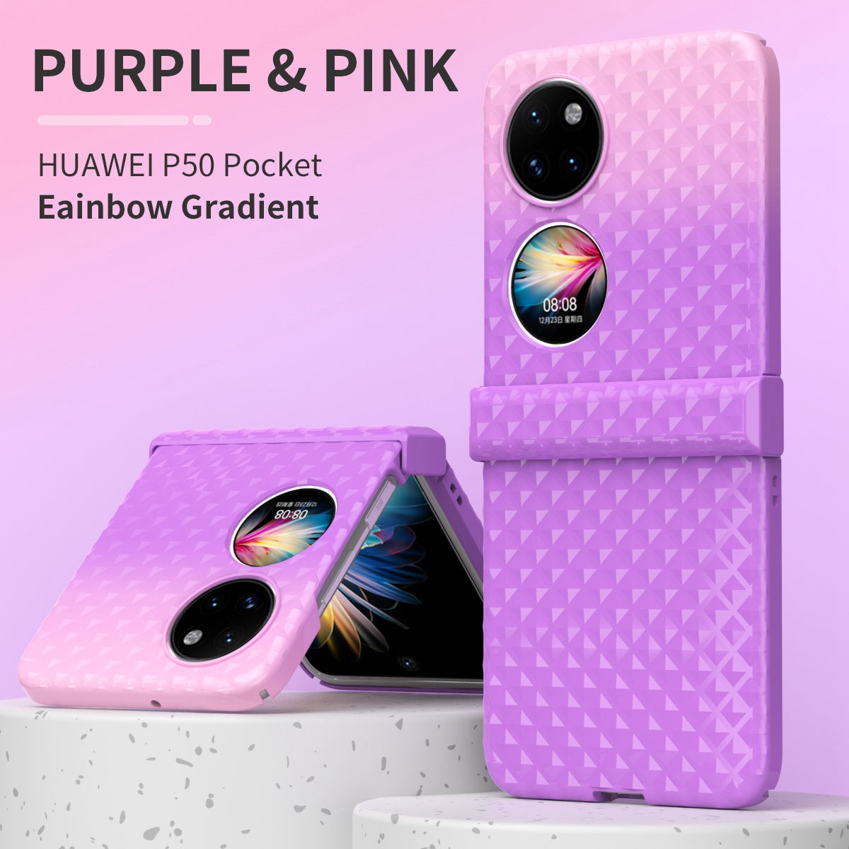 For Huawei P50 Pocket Hinge Protection Hard PC Anti-Fall Case Color Gradient Non-Slip Grip Protective Cover
