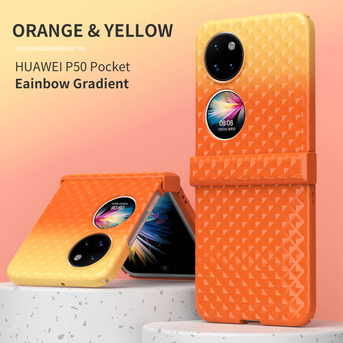 For Huawei P50 Pocket Hinge Protection Hard PC Anti-Fall Case Color Gradient Non-Slip Grip Protective Cover