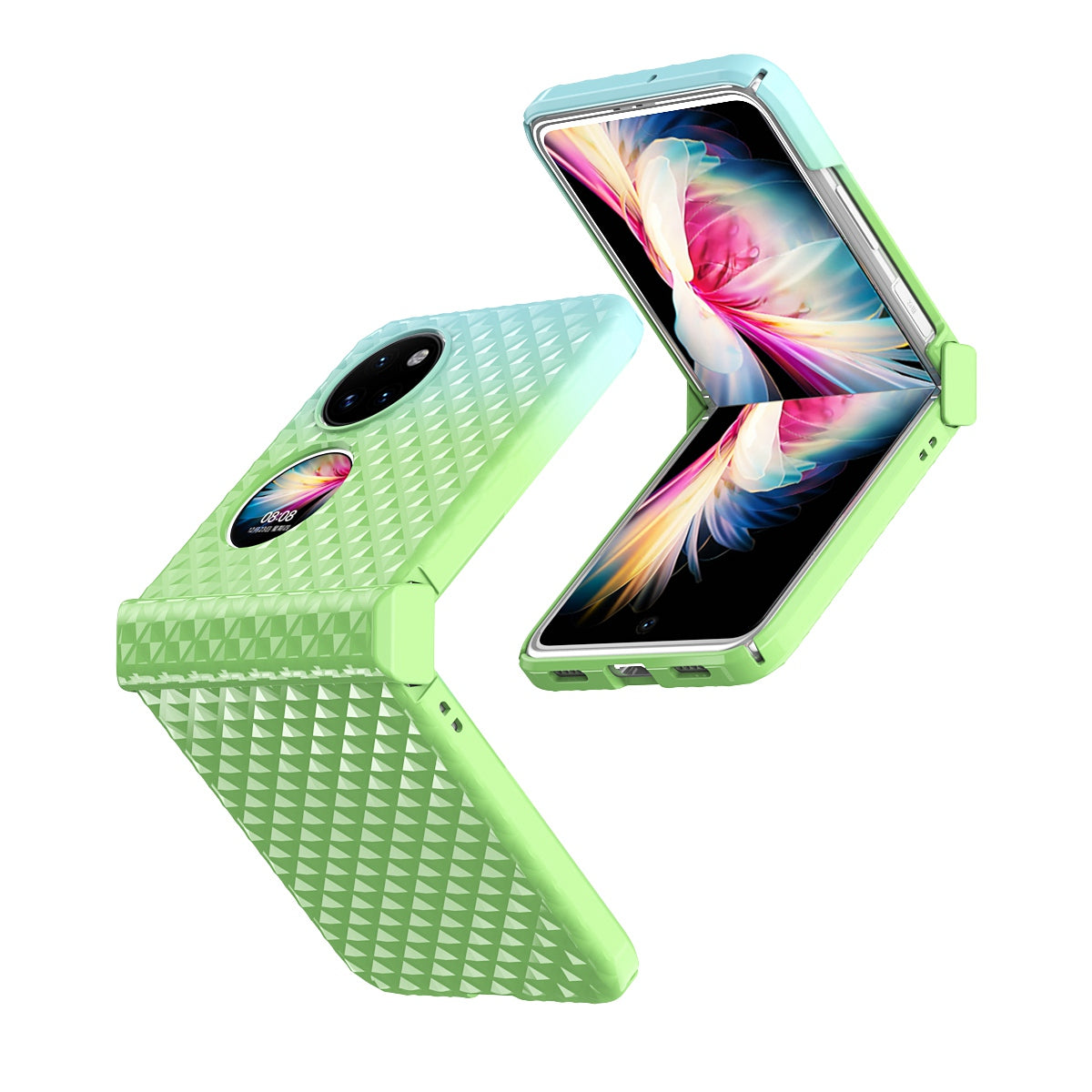 For Huawei P50 Pocket Hinge Protection Hard PC Anti-Fall Case Color Gradient Non-Slip Grip Protective Cover