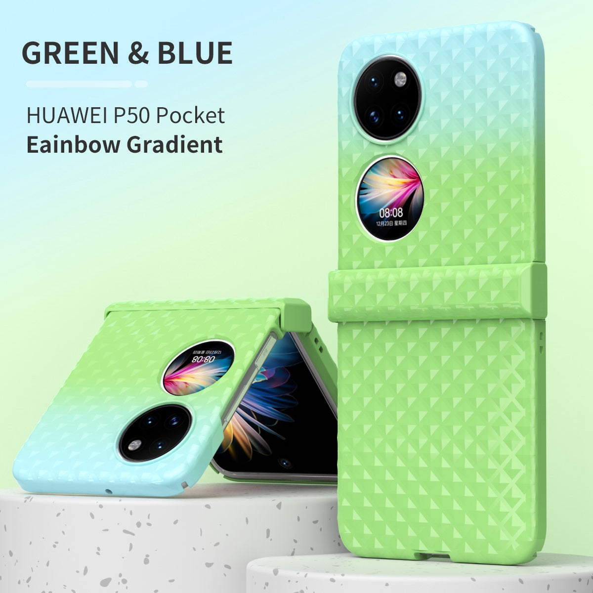 For Huawei P50 Pocket Hinge Protection Hard PC Anti-Fall Case Color Gradient Non-Slip Grip Protective Cover