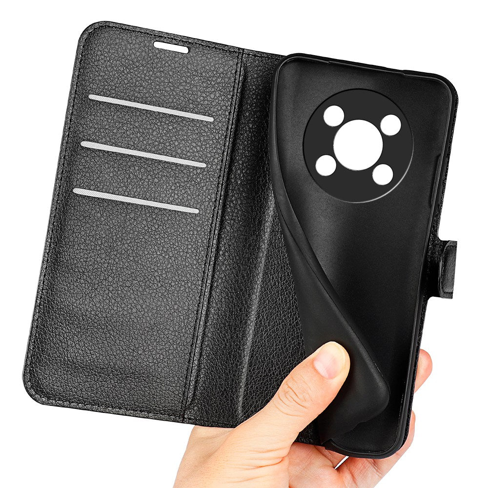 For Honor X30/Magic 4 Lite 5G Litchi Texture Phone Case Foldable Stand PU Leather Wallet Soft Shell Mobile Phone Cover