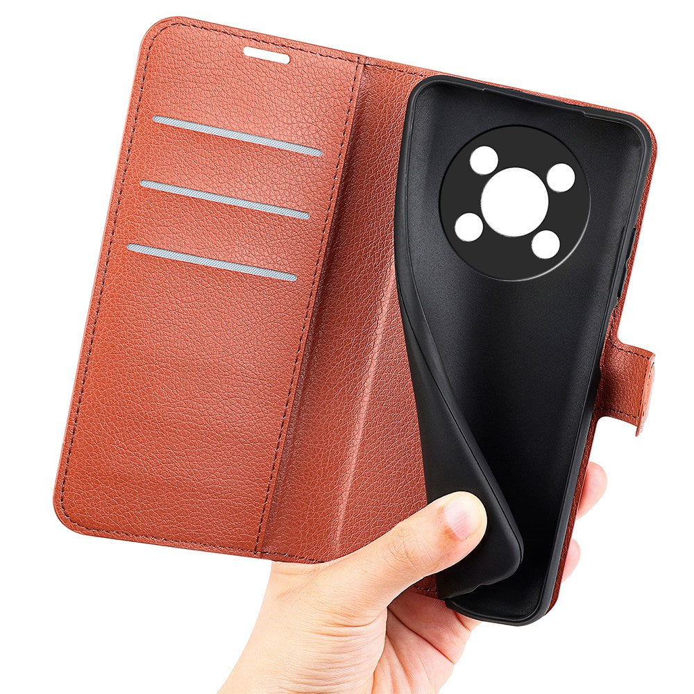 For Honor X30/Magic 4 Lite 5G Litchi Texture Phone Case Foldable Stand PU Leather Wallet Soft Shell Mobile Phone Cover