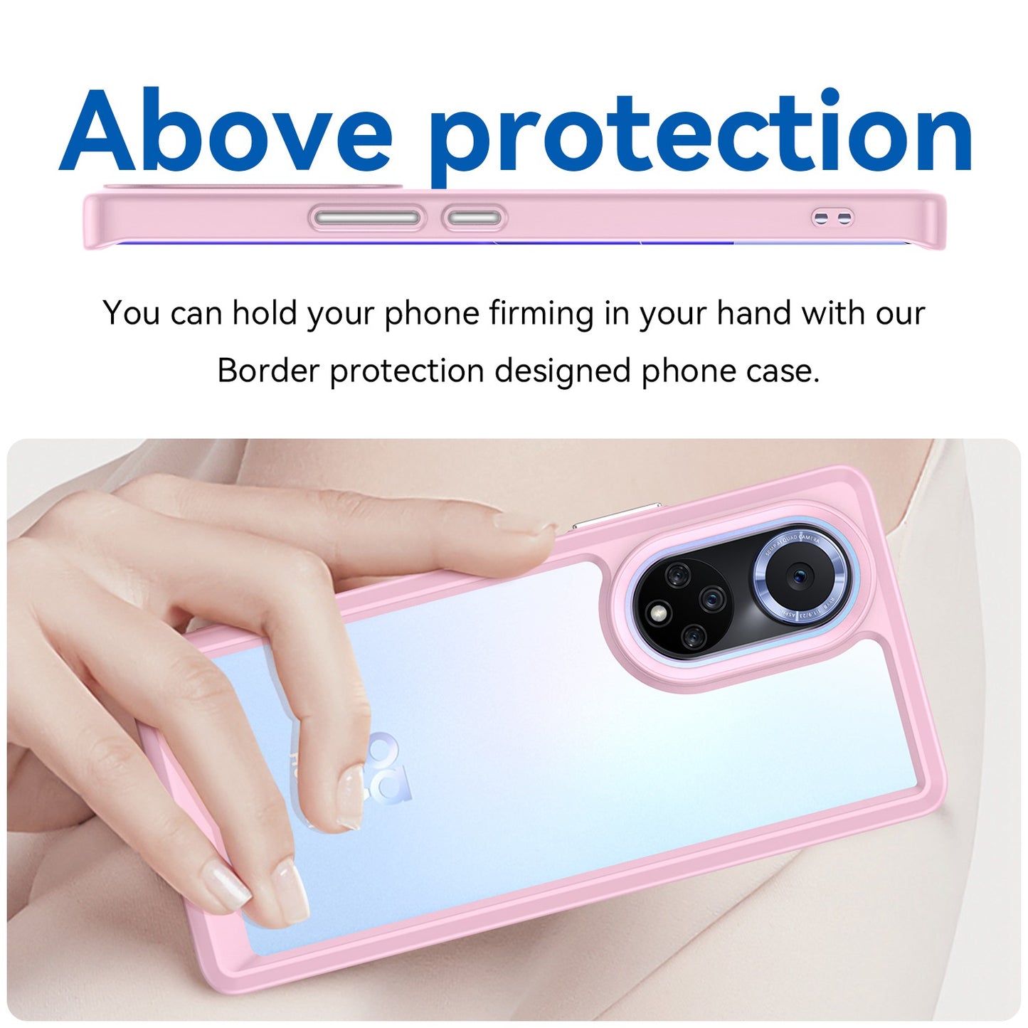 For Huawei nova 9 Pro/Honor 50 Pro Transparent Back Case Hybrid Acrylic + TPU Shockproof Cell Phone Protector with Independent Buttons