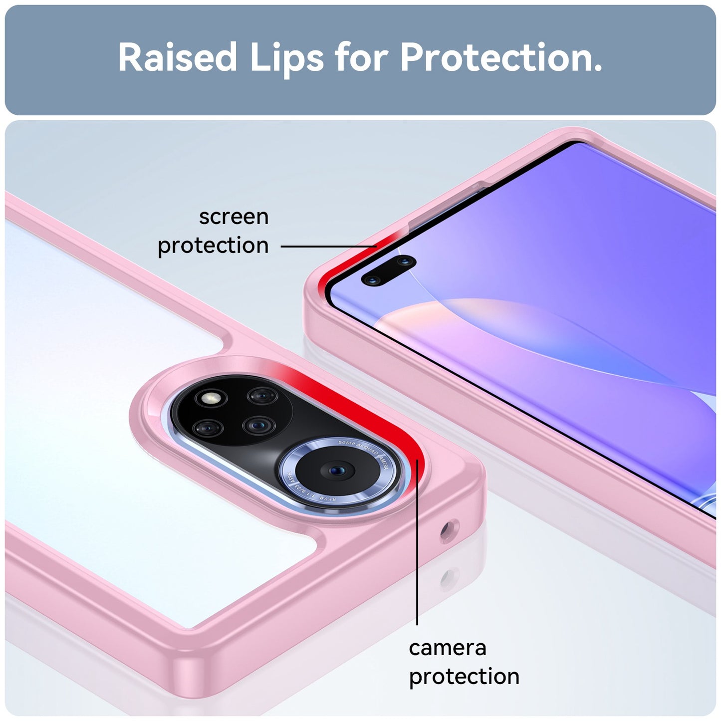 For Huawei nova 9 Pro/Honor 50 Pro Transparent Back Case Hybrid Acrylic + TPU Shockproof Cell Phone Protector with Independent Buttons